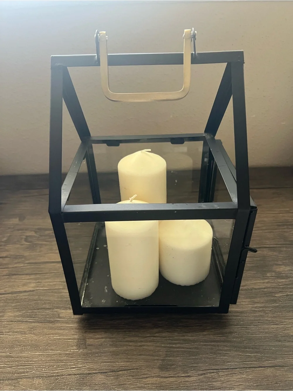 Hearth & Hand Black Metal and Gold-Accent Glass Lantern